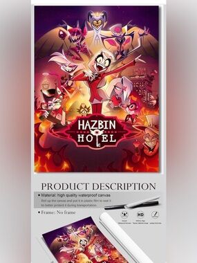 Hazbin Hotel Poster 12x18 Canvas Unframed Wall Art Cartoon Decor